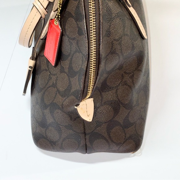 Coach Peyton Signature Domed Cora Satchel Brown Tan *Read description - Picture 13 of 15